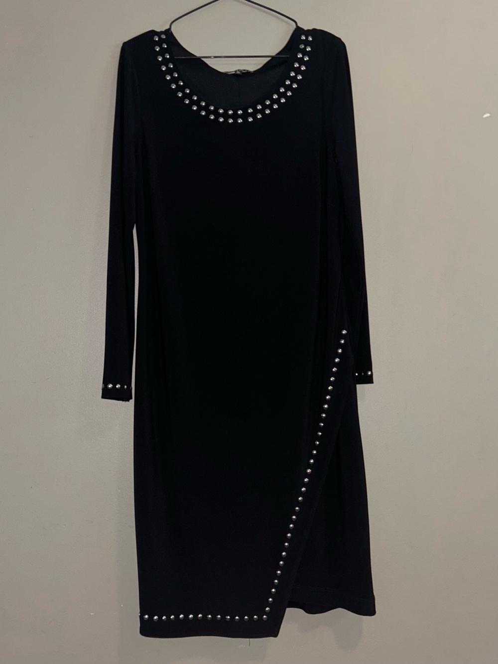 Picadilly Black Stud-Trim Long Sleeve Dress p/p 18”s/s 39” like new party dress